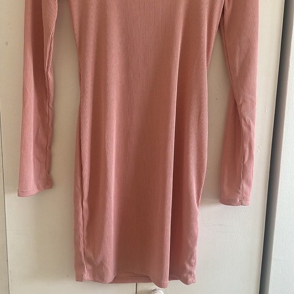 NWT ASOS Flounce london scoop neck ribbed mini dress in dusty pink - Picture 9 of 15
